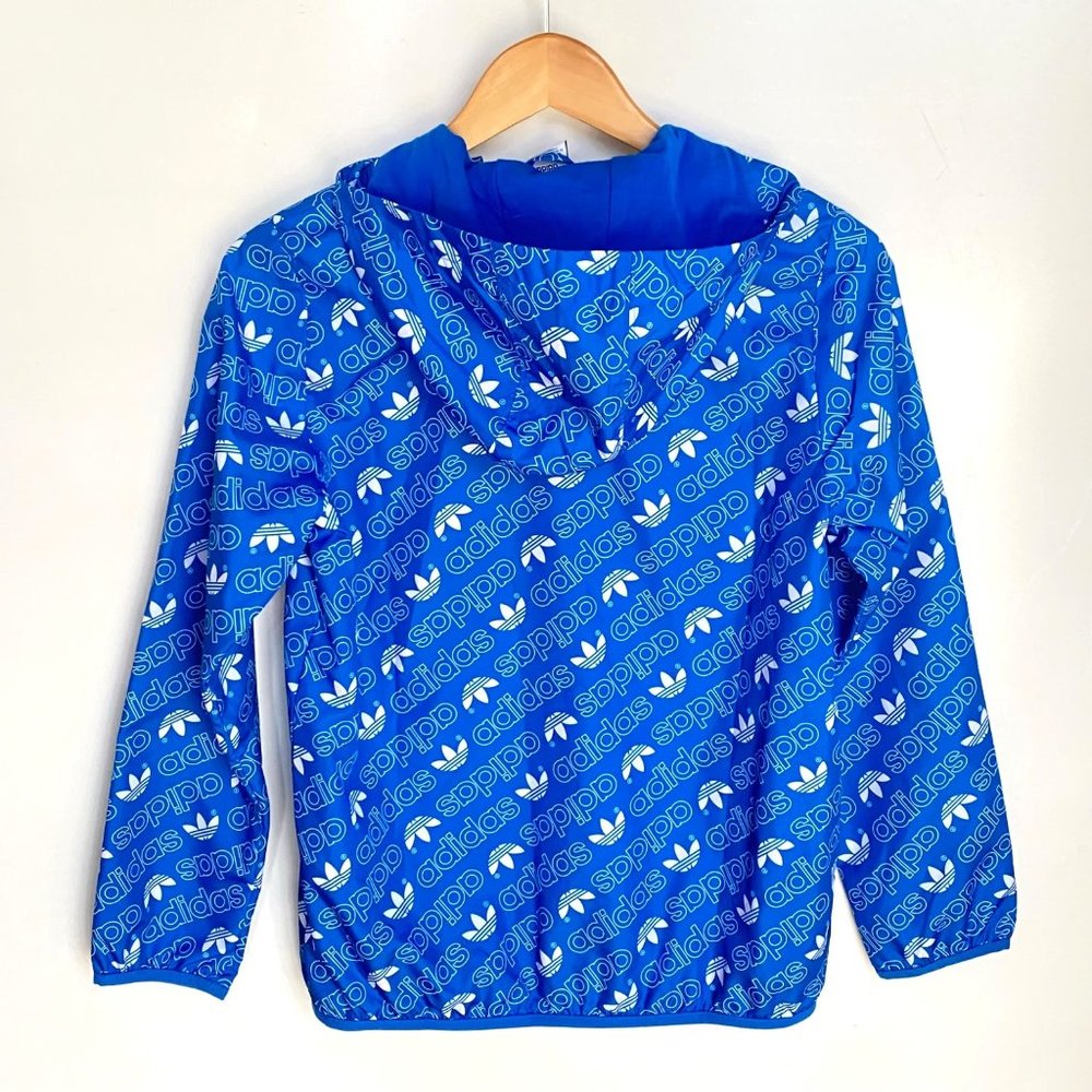 adidas Originals Boys' Big Trefoil Print Windbreaker DH2698 full zip sz US youth - Picture 4 of 7